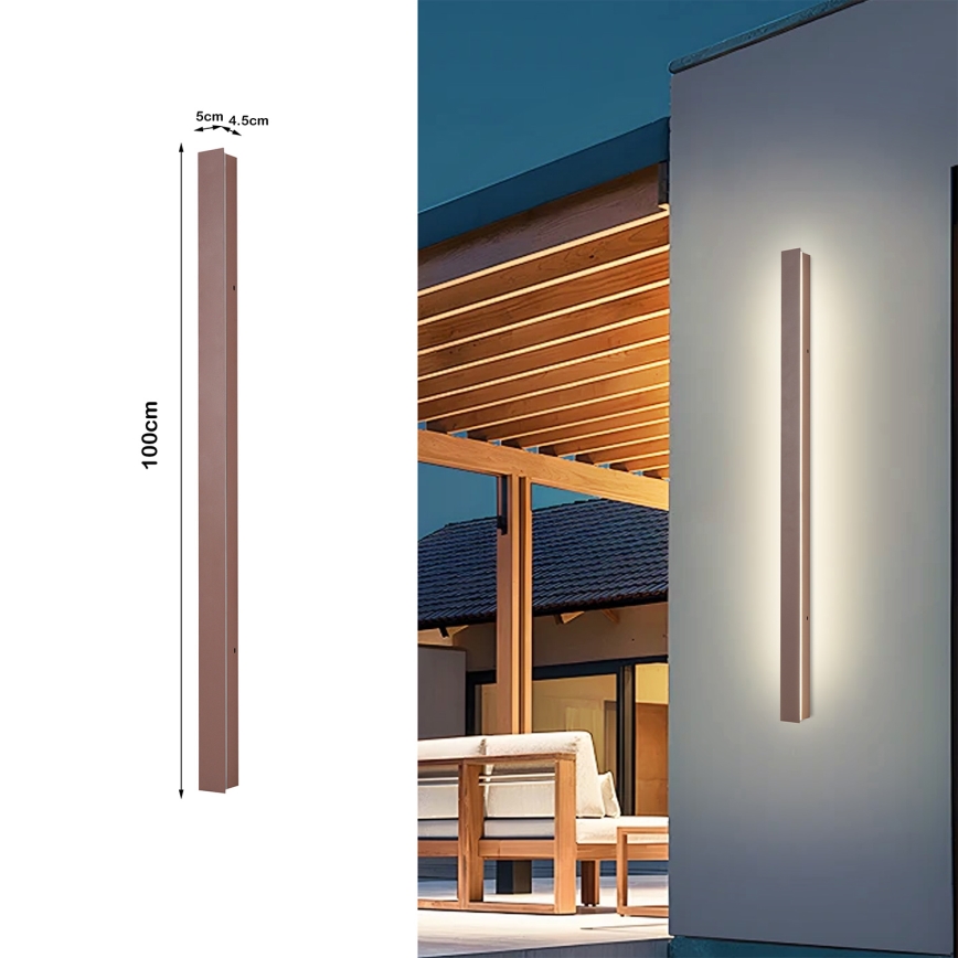 Brilagi - LED āra sienas gaismeklis LINEAR LED/22W/230V 3000K IP65 100 cm brūns CRI 90