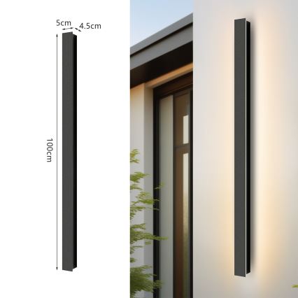 Brilagi - LED āra sienas gaismeklis LINEAR LED/22W/230V 3000K IP65 100 cm melna CRI 90