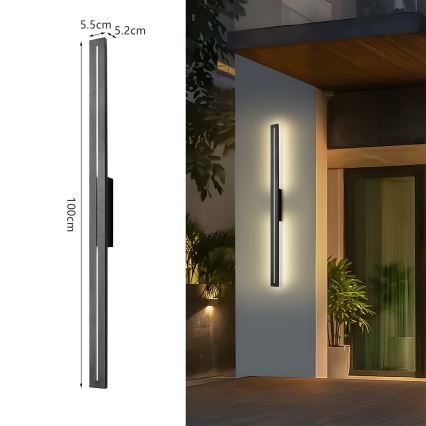 Brilagi - LED āra sienas gaismeklis LINEO LED/24W/230V 3000K IP65 100 cm melns CRI 90