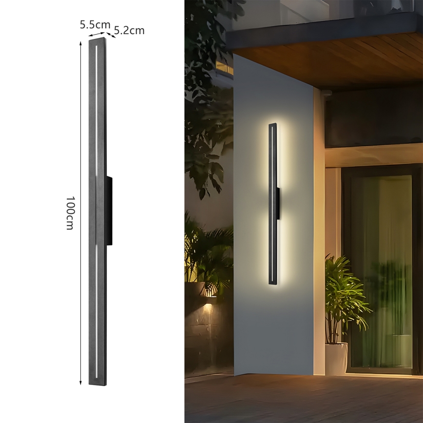 Brilagi - LED āra sienas gaismeklis LINEO LED/24W/230V 3000K IP65 100 cm melns CRI 90