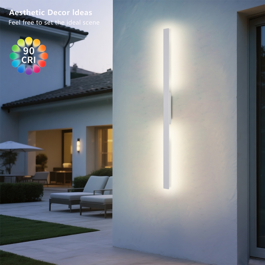 Brilagi - LED āra sienas gaismeklis LUNA LED/24W/230V 3000K IP65 100 cm balts CRI 90