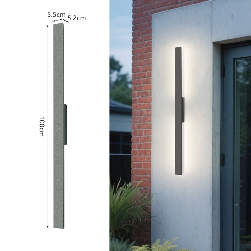 Brilagi - LED āra sienas gaismeklis LUNA LED/24W/230V 3000K IP65 100 cm antracīts CRI 90