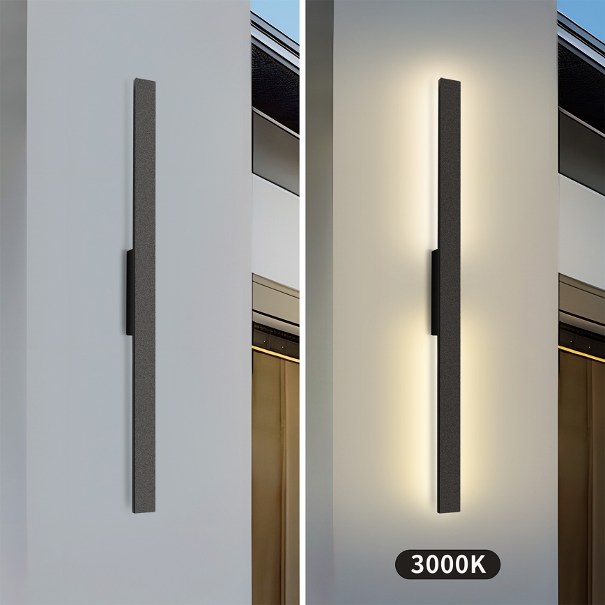 Brilagi - LED āra sienas gaismeklis LUNA LED/24W/230V 3000K IP65 100 cm melns CRI 90