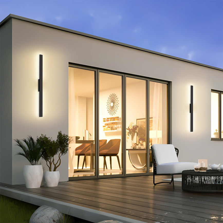 Brilagi - LED āra sienas gaismeklis LUNA LED/24W/230V 3000K IP65 100 cm melns CRI 90