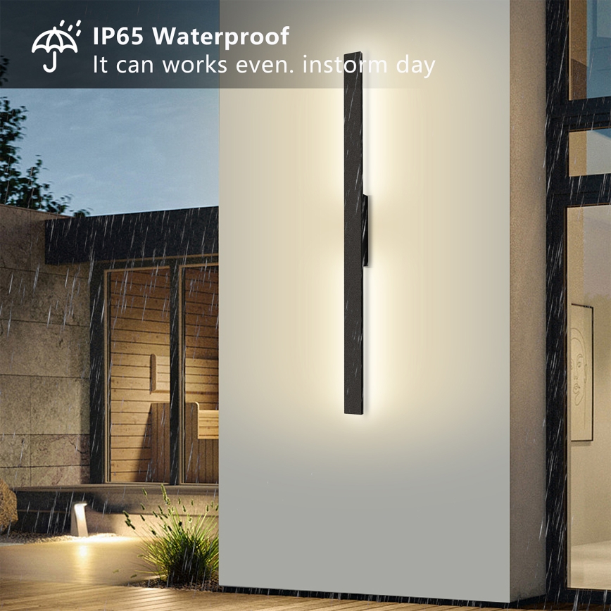 Brilagi - LED āra sienas gaismeklis LUNA LED/24W/230V 3000K IP65 100 cm melns CRI 90