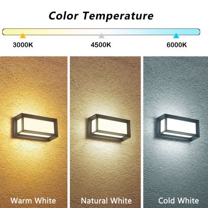 Brilagi - PARKER LED āra sienas gaismeklis, 12W, 230V, 3000/4500/6000K, antracīts, IP44