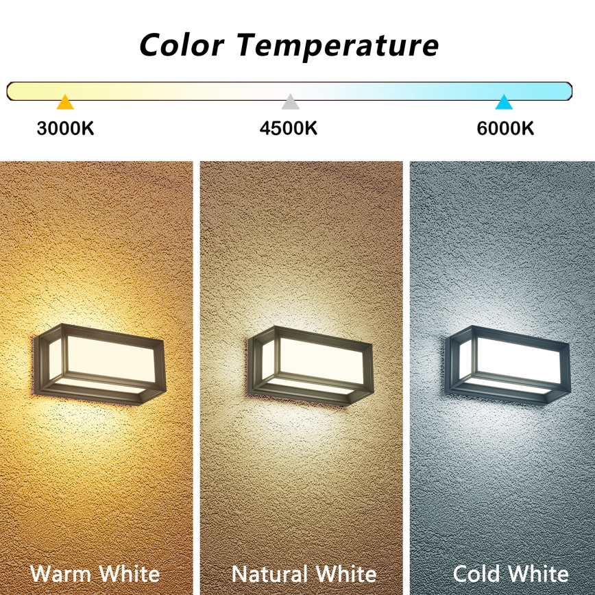 Brilagi - PARKER LED āra sienas gaismeklis, 12W, 230V, 3000/4500/6000K, antracīts, IP44