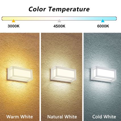 Brilagi - LED āra sienas gaismeklis PARKER LED/12W/230V 3000/4500/6000K balta IP44