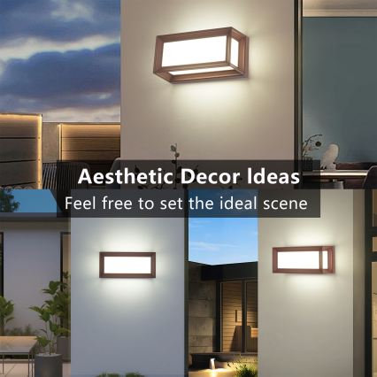 Brilagi - LED āra sienas gaismeklis PARKER LED/12W/230V 3000/4500/6000K brūns IP44