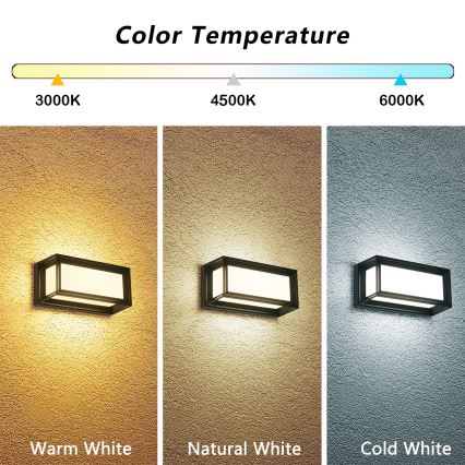 Brilagi - LED āra sienas gaismeklis PARKER LED/12W/230V 3000/4500/6000K melns IP44