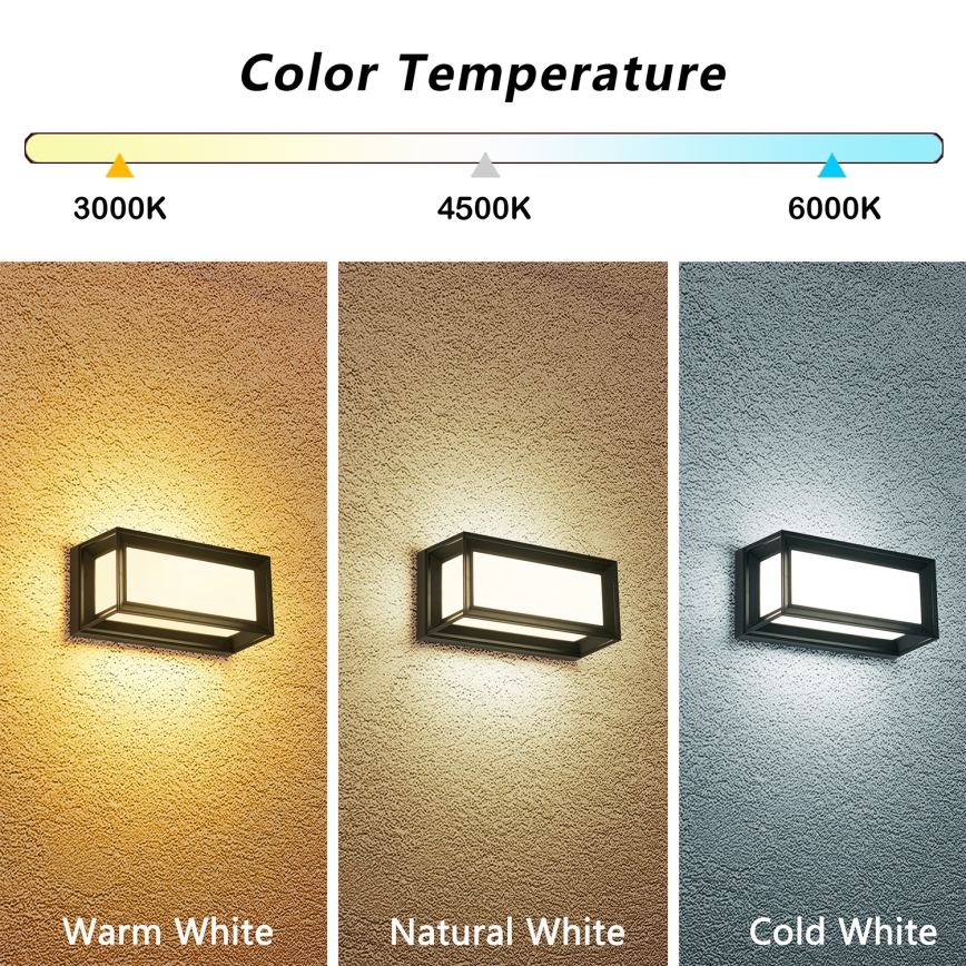 Brilagi - LED āra sienas gaismeklis PARKER LED/12W/230V 3000/4500/6000K melns IP44