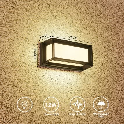 Brilagi - LED āra sienas gaismeklis PARKER LED/12W/230V 3000/4500/6000K melns IP44