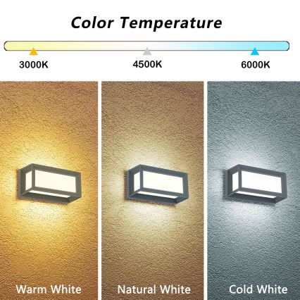 Brilagi - LED āra sienas gaismeklis PARKER LED/12W/230V 3000/4500/6000K pelēks IP44