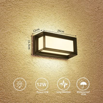 Brilagi - LED āra sienas gaismeklis PARKER LED/12W/230V melns IP44