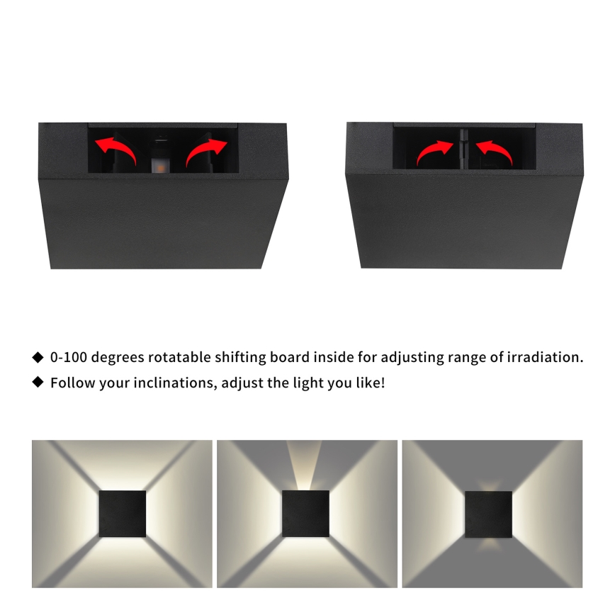 Brilagi - LED āra sienas gaismeklis QUADRAY LED/4W/230V melns IP65
