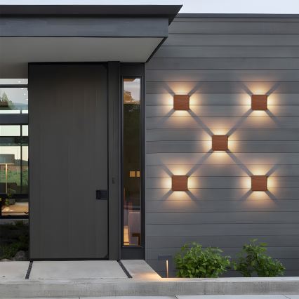 Brilagi - LED āra sienas gaismeklis QUADRAY LED/6W/230V koka dekors IP54