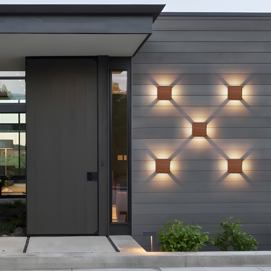 Brilagi - LED āra sienas gaismeklis QUADRAY LED/6W/230V koka dekors IP54