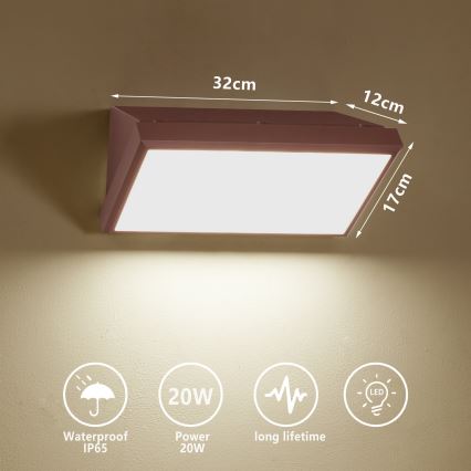 Brilagi - LED āra sienas gaismeklis TRIANGLE LED/20W/230V 3000/4000/6500K brūns IP65