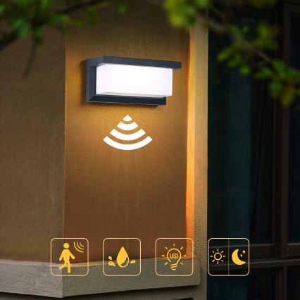 Brilagi - LED Āra sienas lampa ar sensoru BRICKY LED/12W/230V antracīta IP54