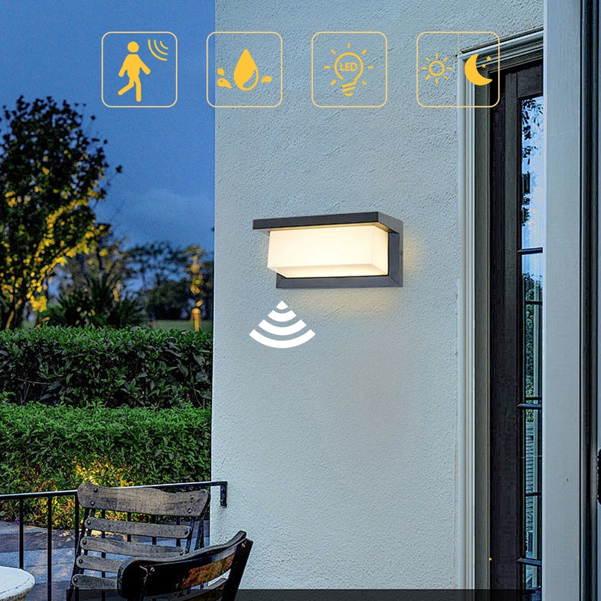 Brilagi - LED Āra sienas lampa ar sensoru BRICKY LED/12W/230V antracīta IP54