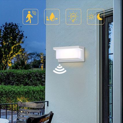 Brilagi - LED Āra sienas lampa ar sensoru BRICKY LED/12W/230V balta IP54