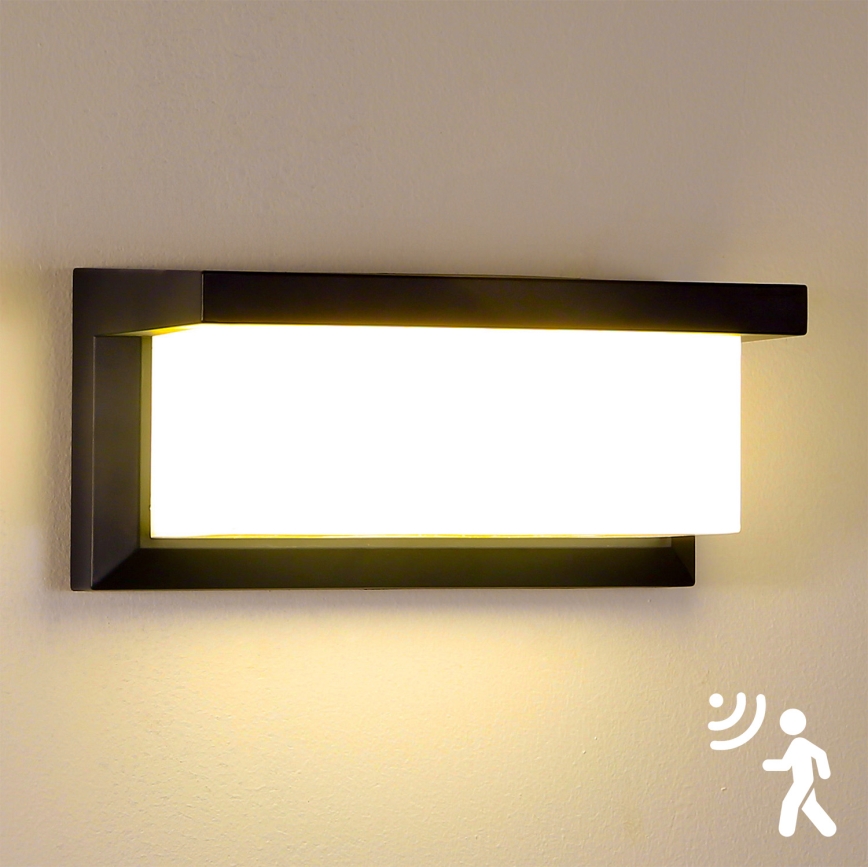 Brilagi - LED Āra sienas lampa ar sensoru BRICKY LED/12W/230V melna IP54
