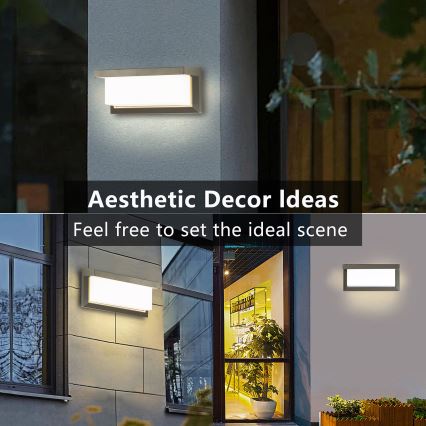 Brilagi - LED Āra sienas lampa ar sensoru BRICKY LED/12W/230V pelēka IP54