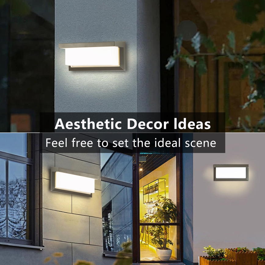 Brilagi - LED Āra sienas lampa ar sensoru BRICKY LED/12W/230V pelēka IP54