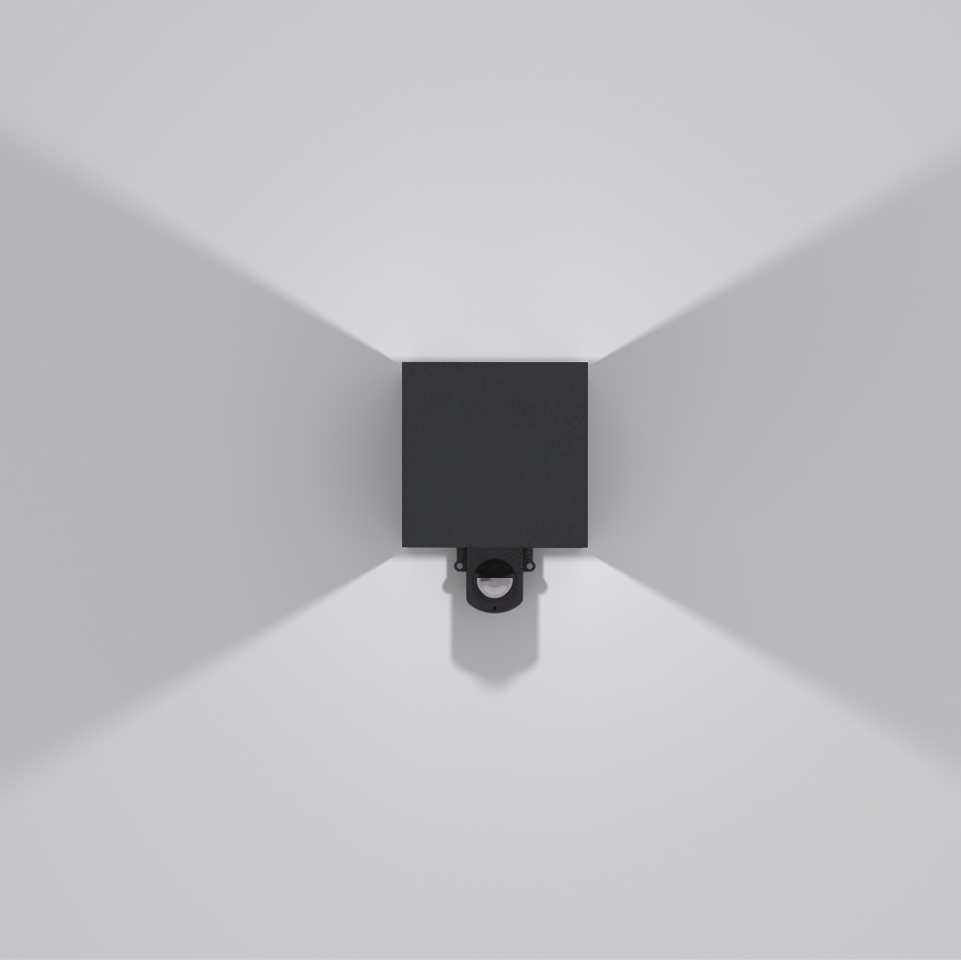 Brilagi - LED āra sienas gaismeklis ar sensoru CUBE LED/6W/230V melns IP65