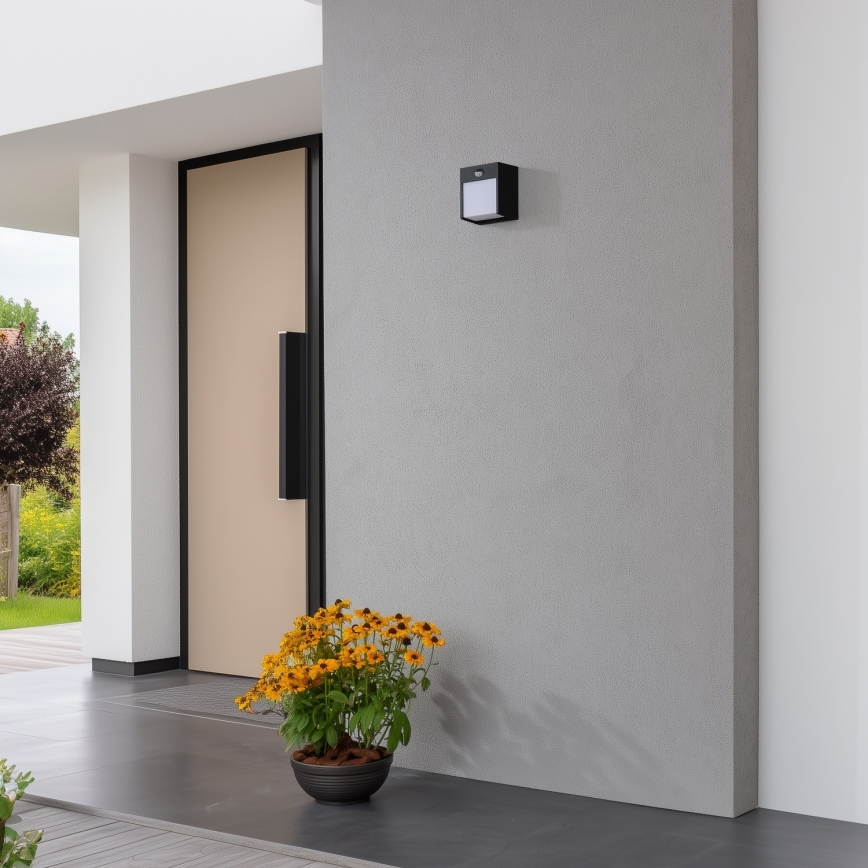 Brilagi - LED Āra sienas lampa ar sensoru TERNI LED/12W/230V melna IP44