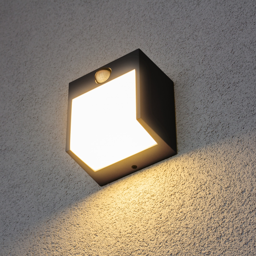 Brilagi - LED Āra sienas lampa ar sensoru TERNI LED/12W/230V melna IP44