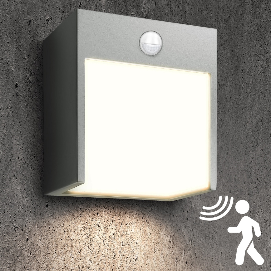 Brilagi - LED Āra sienas lampa ar sensoru TERNI LED/12W/230V pelēka IP44