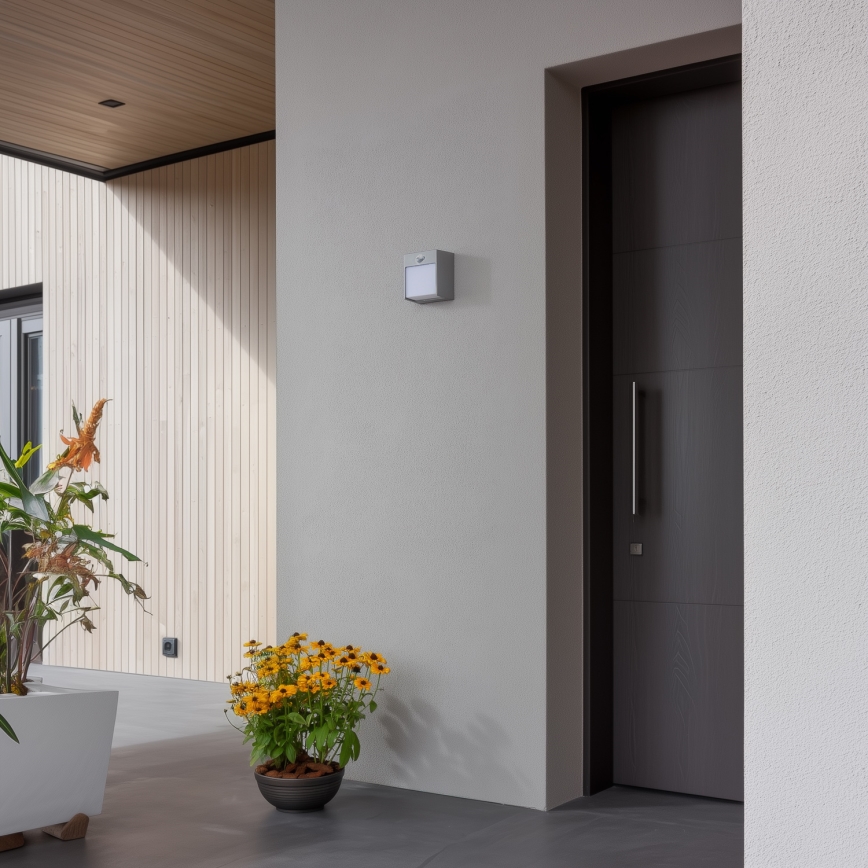 Brilagi - LED Āra sienas lampa ar sensoru TERNI LED/12W/230V pelēka IP44