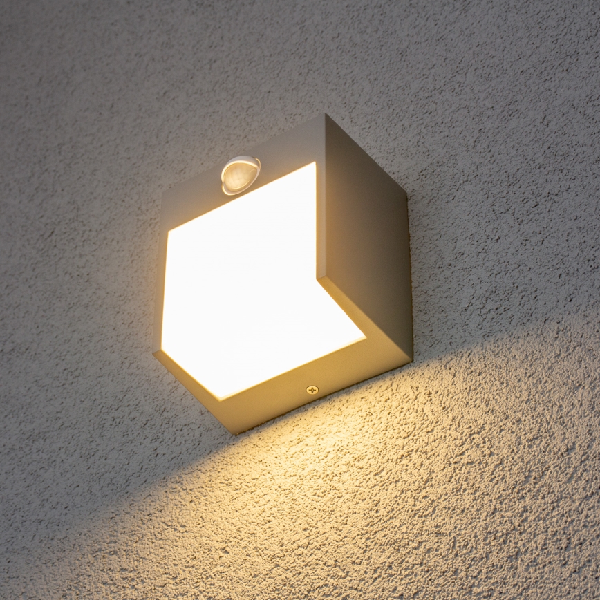 Brilagi - LED Āra sienas lampa ar sensoru TERNI LED/12W/230V pelēka IP44