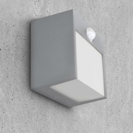 Brilagi - LED Āra sienas lampa ar sensoru TERNI LED/12W/230V pelēka IP44
