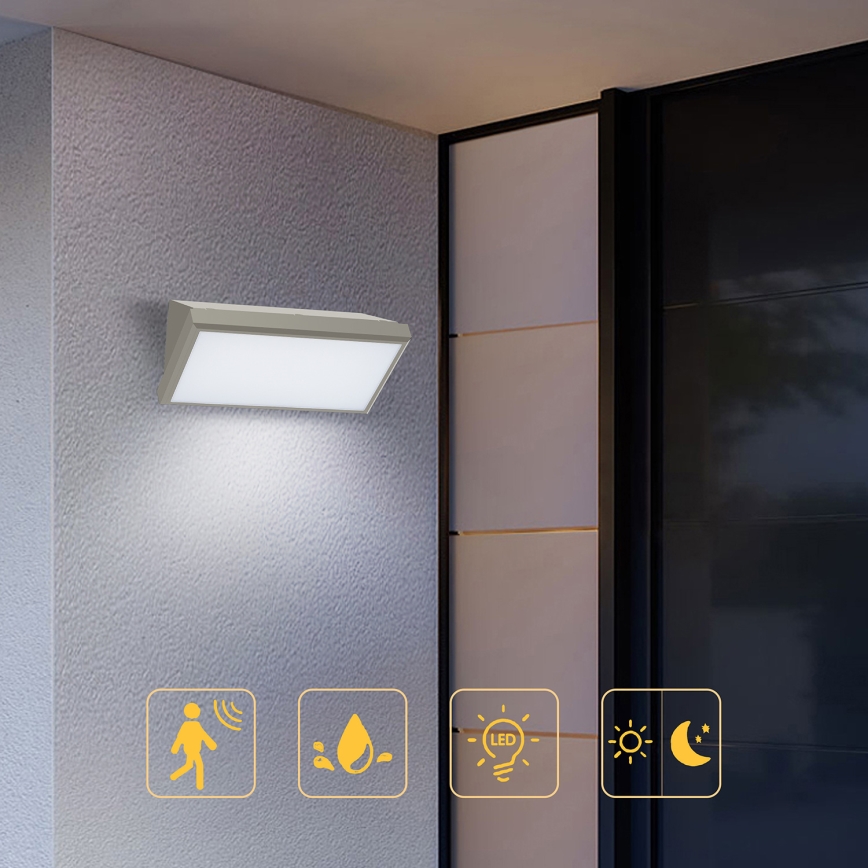 Brilagi - LED Āra sienas lampa ar sensoru TRIANGLE LED/20W/230V pelēka IP65