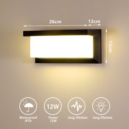 Brilagi - LED Āra sienas lampa BRICKY LED/12W/230V melna IP54