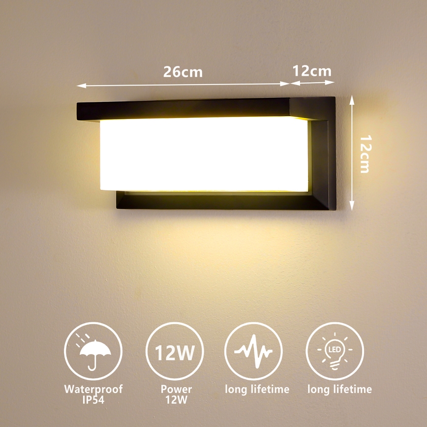 Brilagi - LED Āra sienas lampa BRICKY LED/12W/230V melna IP54