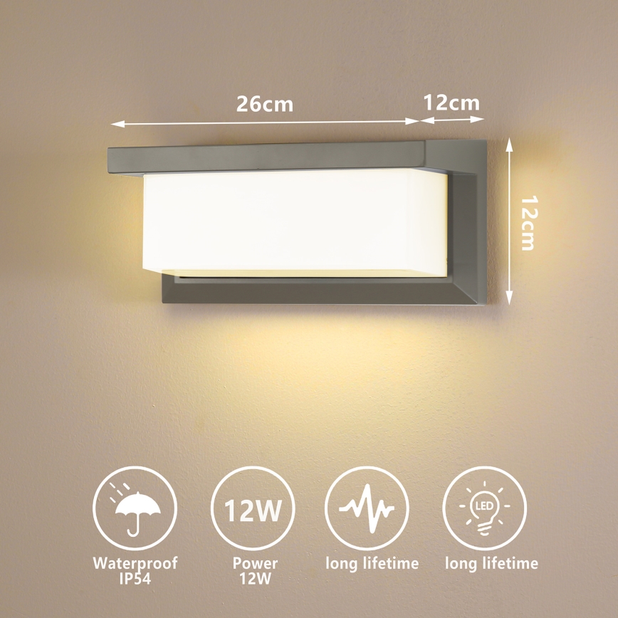 Brilagi - LED Āra sienas lampa BRICKY LED/12W/230V pelēka IP54