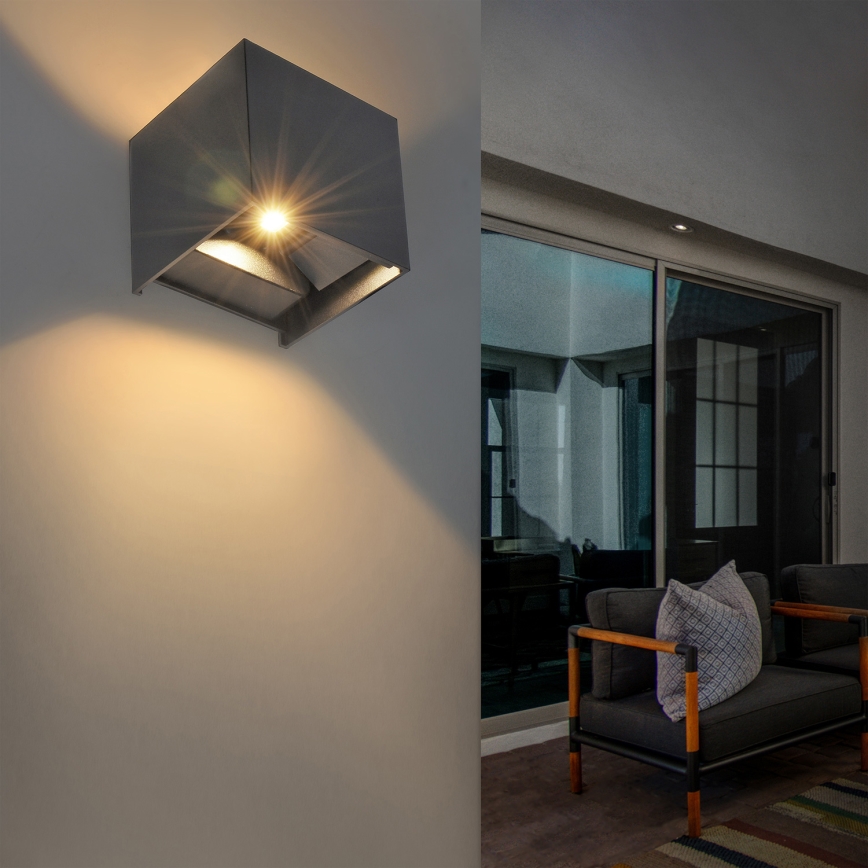 Brilagi - LED Āra sienas lampa CUBE LED/6W/230V antracīta IP54
