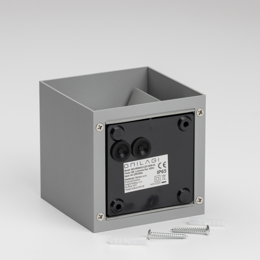 Brilagi - LED Āra sienas lampa CUBE LED/6W/230V pelēka IP54