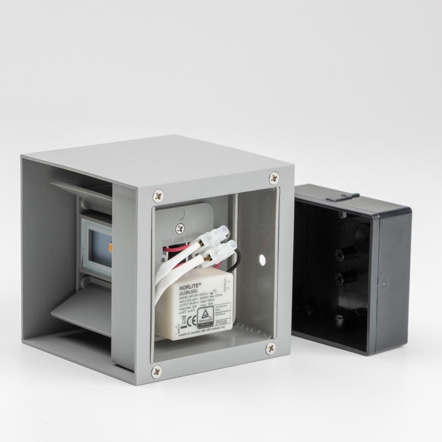 Brilagi - LED Āra sienas lampa CUBE LED/6W/230V pelēka IP54