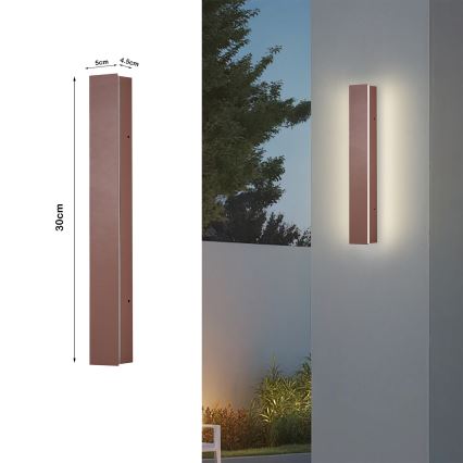 Brilagi - LED āra sienas gaismeklis LINEAR LED/8W/230V 3000K IP65 30 cm brūns CRI 90