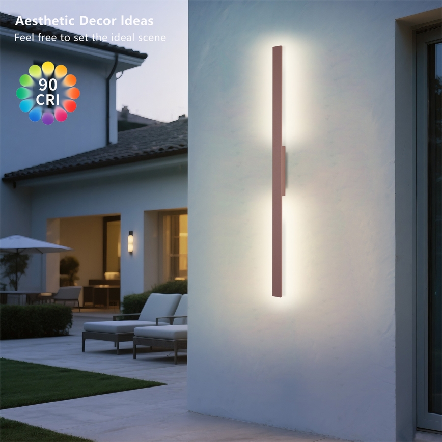 Brilagi - LED āra sienas gaismeklis LUNA LED/24W/230V 3000K IP65 100 cm brūns CRI 90