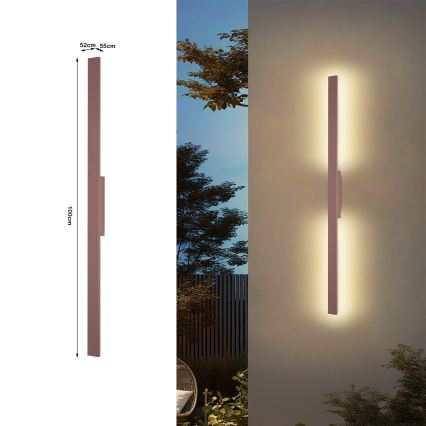 Brilagi - LED āra sienas gaismeklis LUNA LED/24W/230V 3000K IP65 100 cm brūns CRI 90