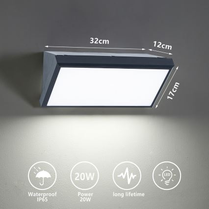 Brilagi - LED Āra sienas lampa TRIANGLE LED/20W/230V antracīta IP65