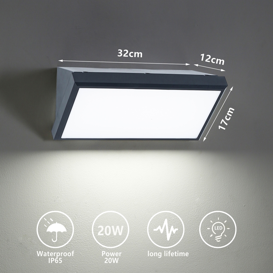 Brilagi - LED Āra sienas lampa TRIANGLE LED/20W/230V antracīta IP65