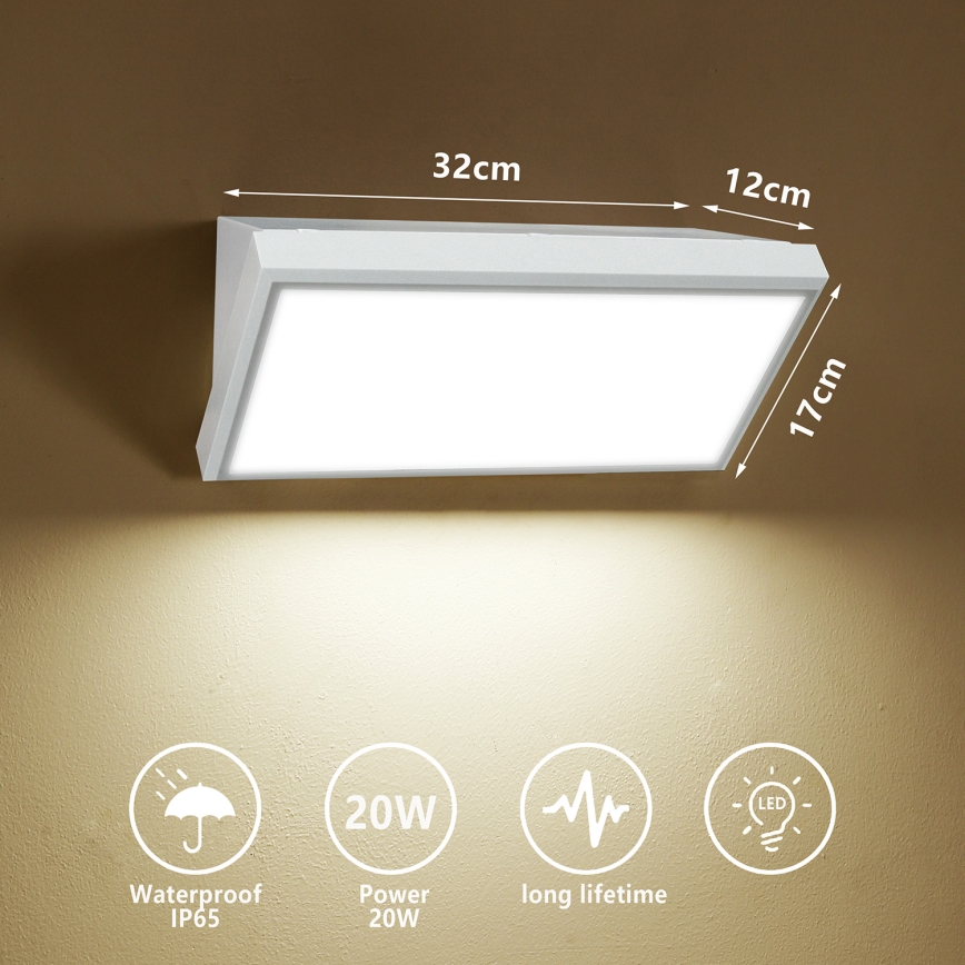 Brilagi - LED Āra sienas lampa TRIANGLE LED/20W/230V balta IP65