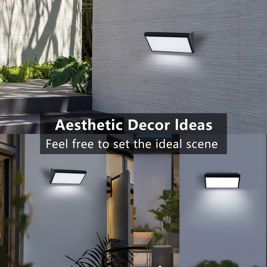 Brilagi - LED Āra sienas lampa TRIANGLE LED/20W/230V 3000/4000/6500K melna IP65
