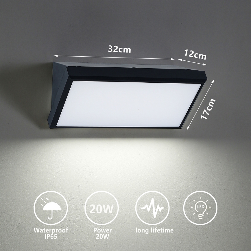 Brilagi - LED Āra sienas lampa TRIANGLE LED/20W/230V 3000/4000/6500K melna IP65